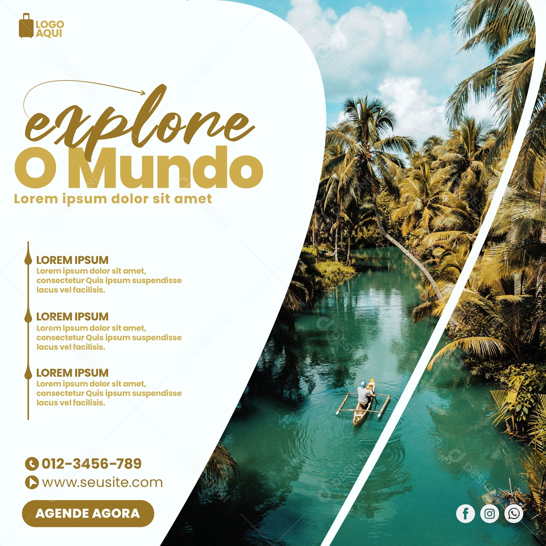 Explore o Mundo Viaje Com A Gente Social Media PSD Editável