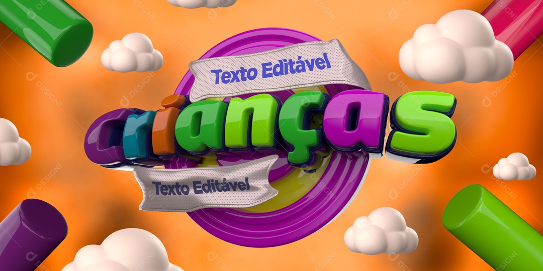 Selo 3D Para Composição Dia Das Crianças PSD Editável