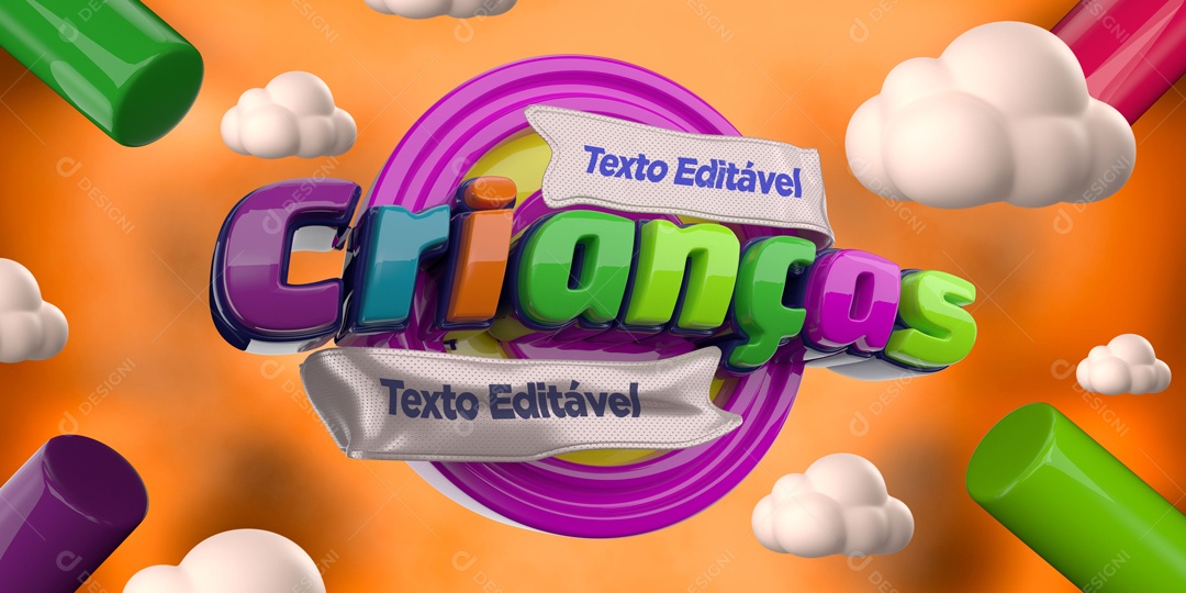 Selo 3D Para Composição Dia Das Crianças PSD Editável