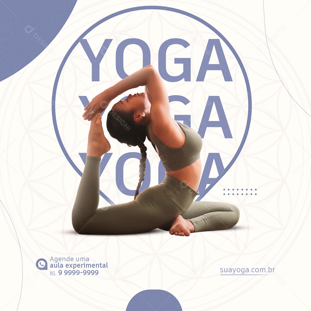 Agende uma Aula Experimental Yoga Social Media PSD Editável
