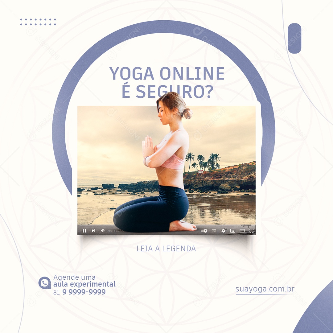 Yoga Online é Seguro Social Media PSD Editável