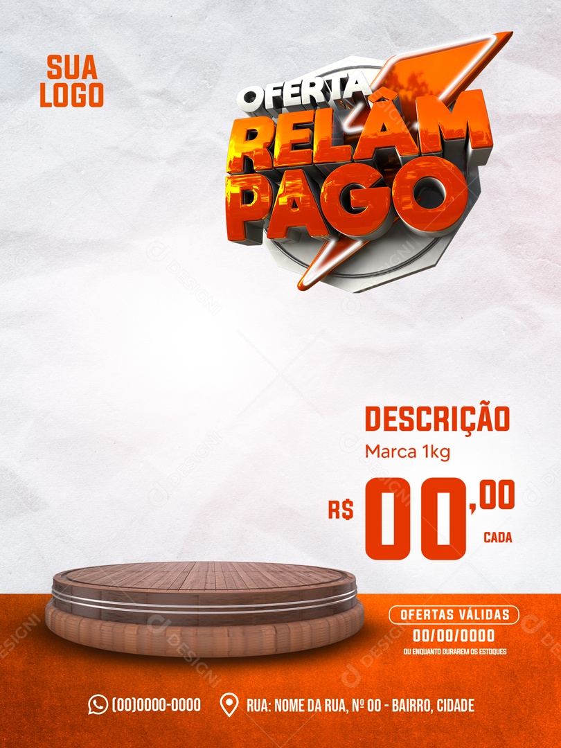 Social Media Oferta Relâmpago Promoções Supermercado PSD Editável