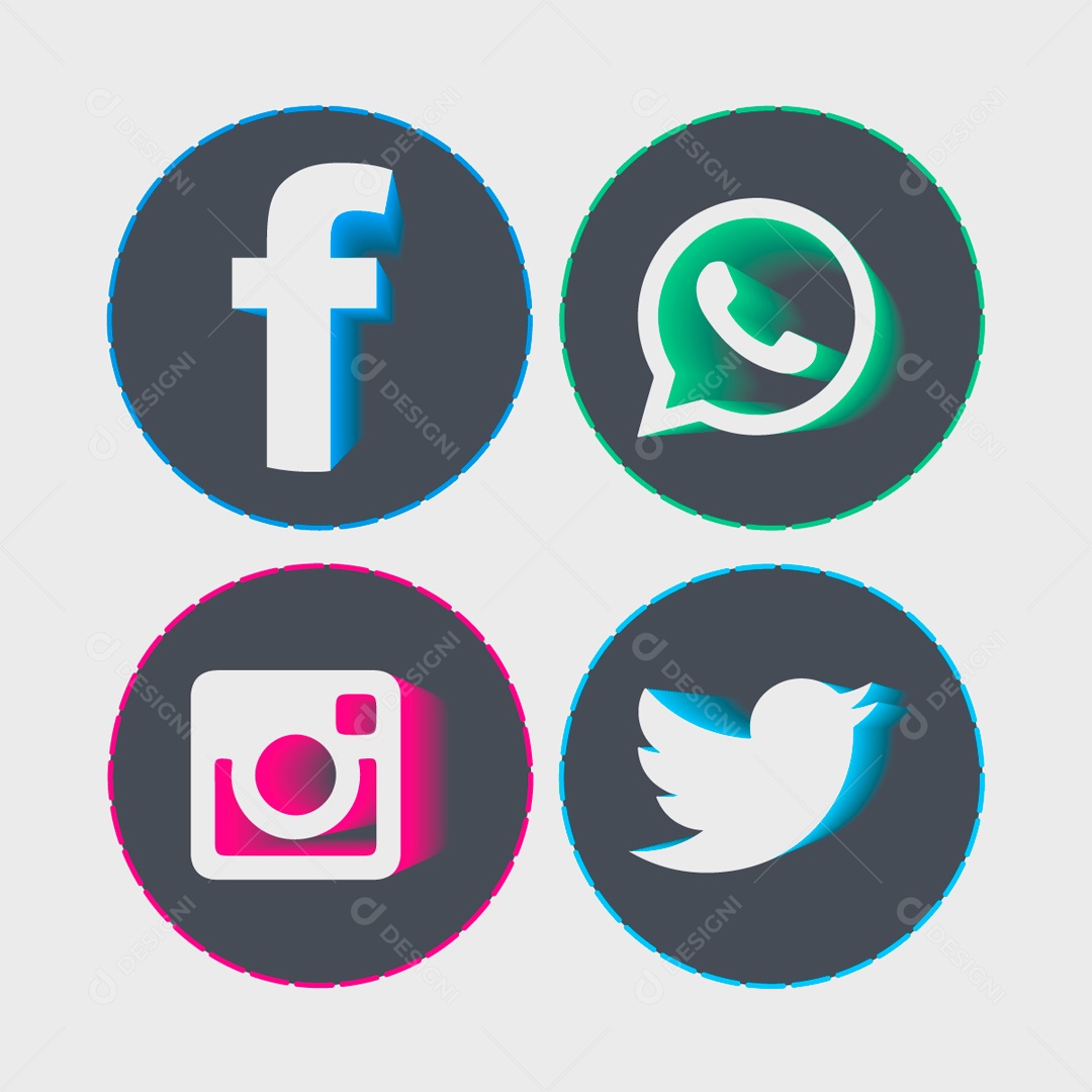 Ícones Vetorial 3D de Redes Sociais