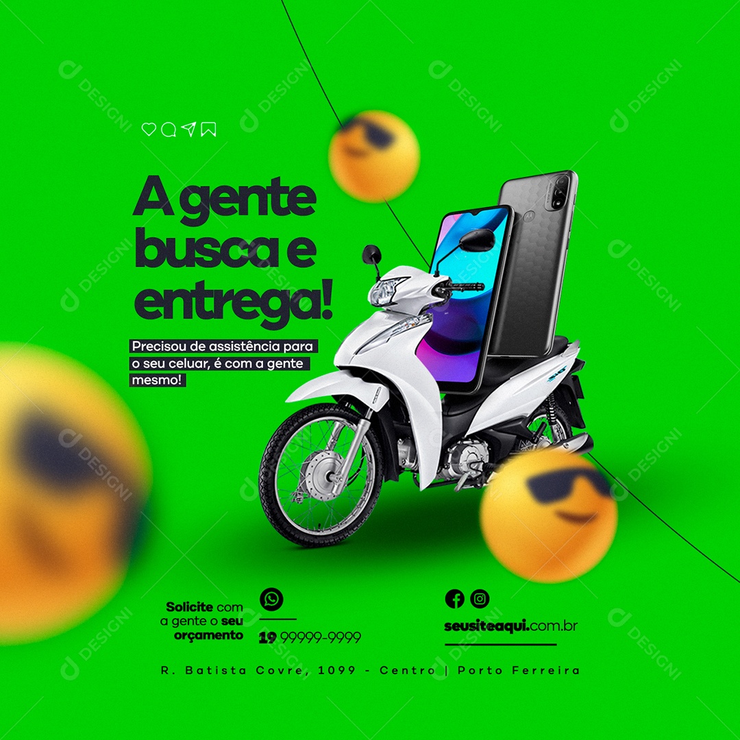 A Gente busca e Entrega Assistência Técnica Social Media PSD Editável