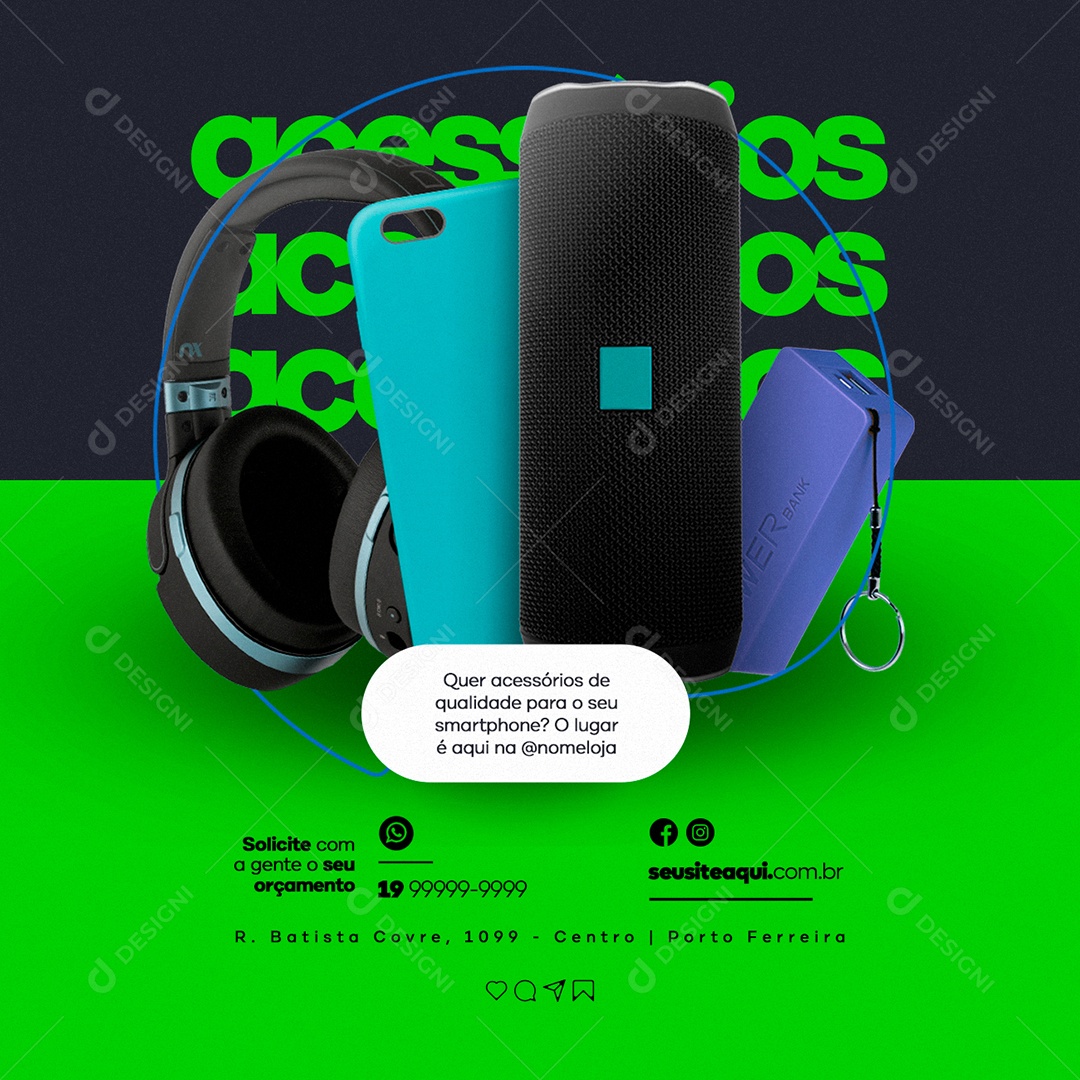 Quer Acessórios de Qualidade Assistência Técnica Social Media PSD Editável