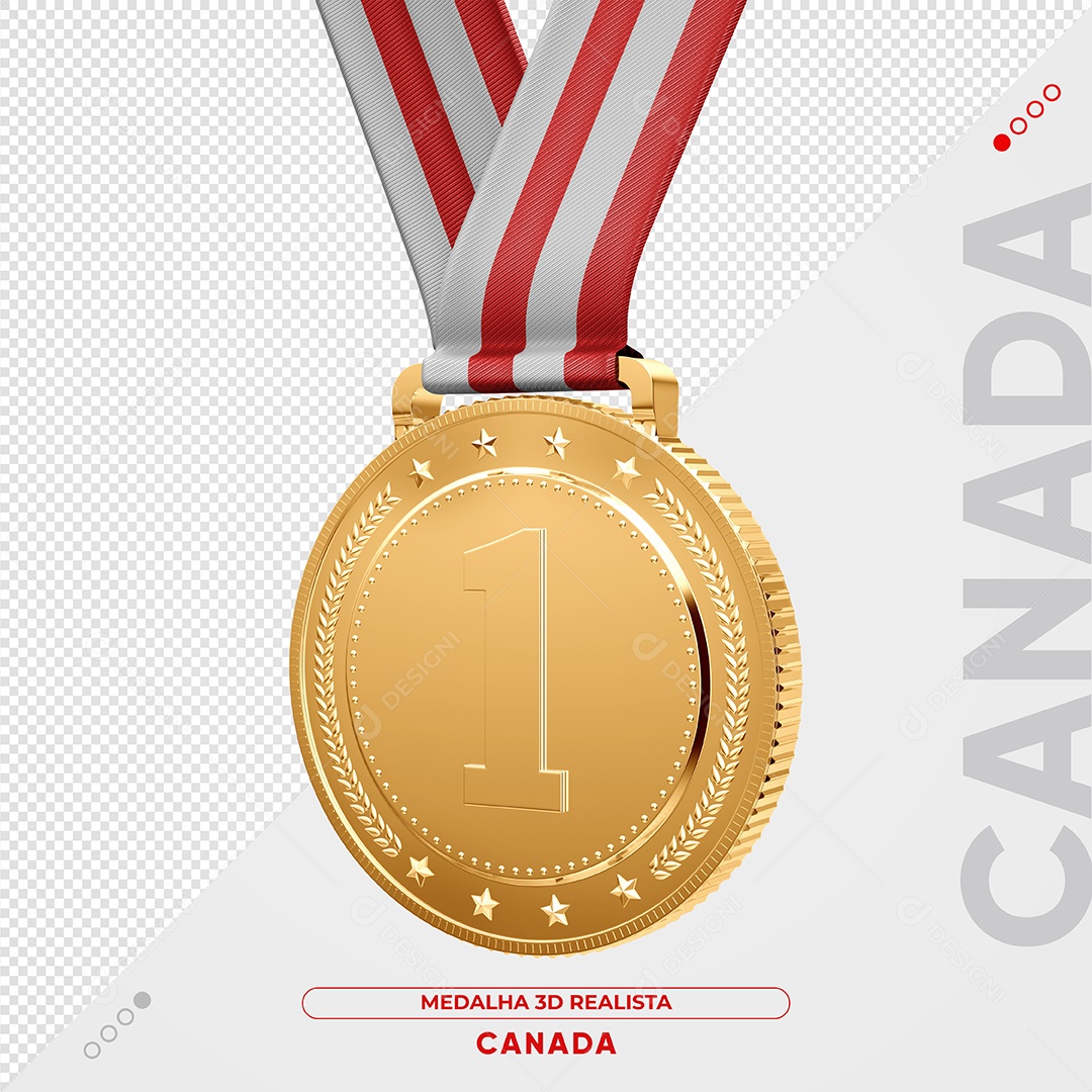 Medalha de Ouro 3D da Canadá PSD