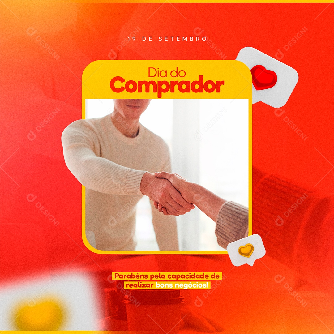 Parabéns pela Capacidade de Realizar Bons Negócios Dia do Comprador Social Media PSD Editável