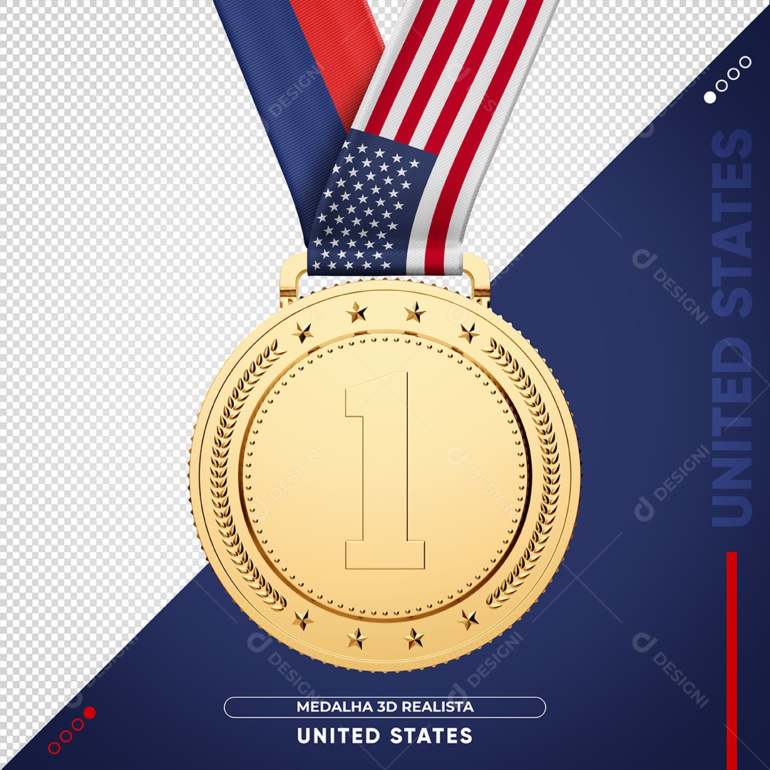Medalha de ouro Bandeira Dos Estados Unidos PSD