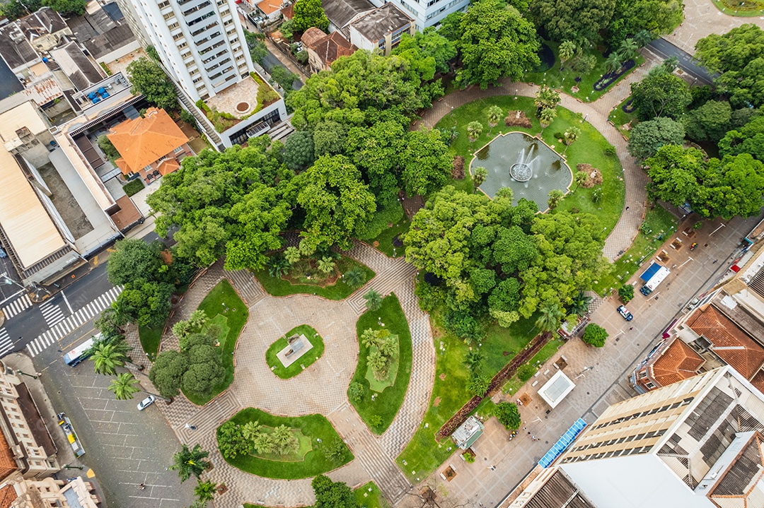 Ribeirão Preto, São Paulo/Brasil A praça vista aerea