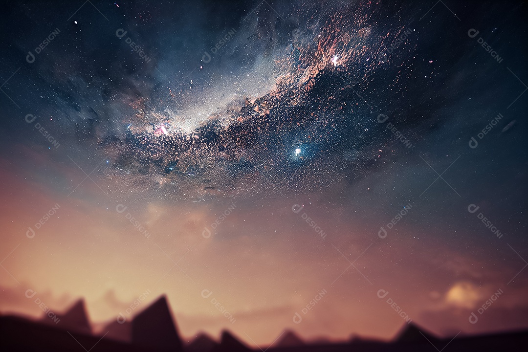 Nebula e galáxias no espaço 3D