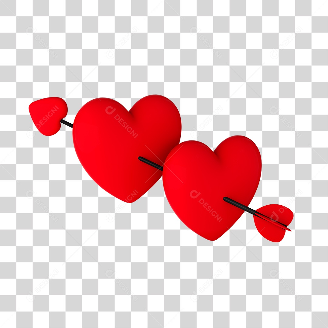 Flecha Coração 3D PNG Transparente Sem Fundo