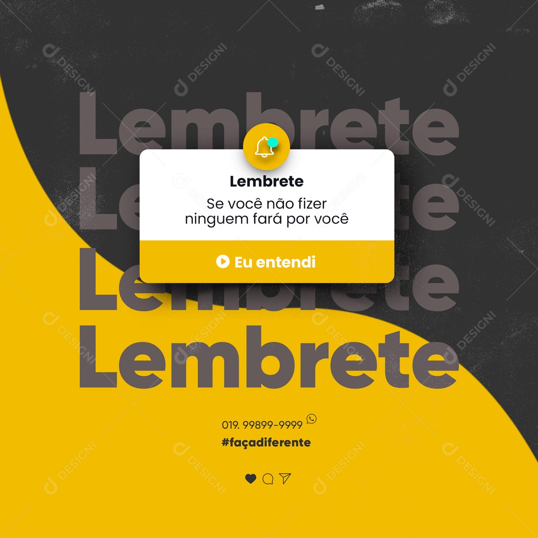 Social Media Lembrete Marketing Digital PSD Editável