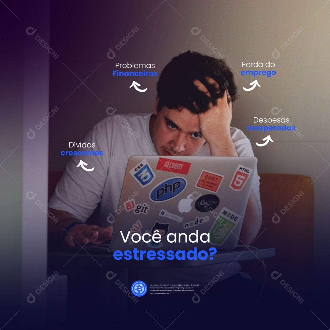 Social Media Mercado Financeiro Você Anda Estressado? PSD Editável