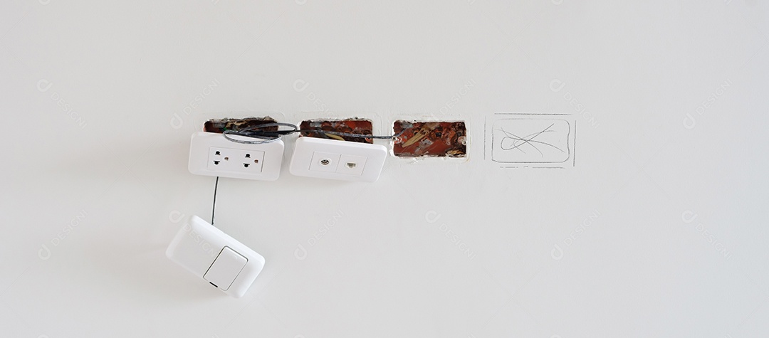 Fiação elétrica sob gesso, cabos de instalação ocultos