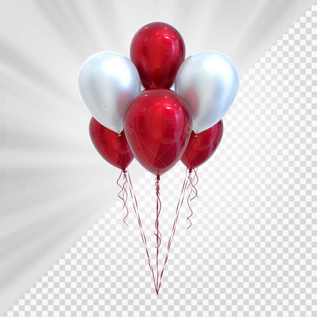 Red and Gray Balloons 3D Element for Composition PSD