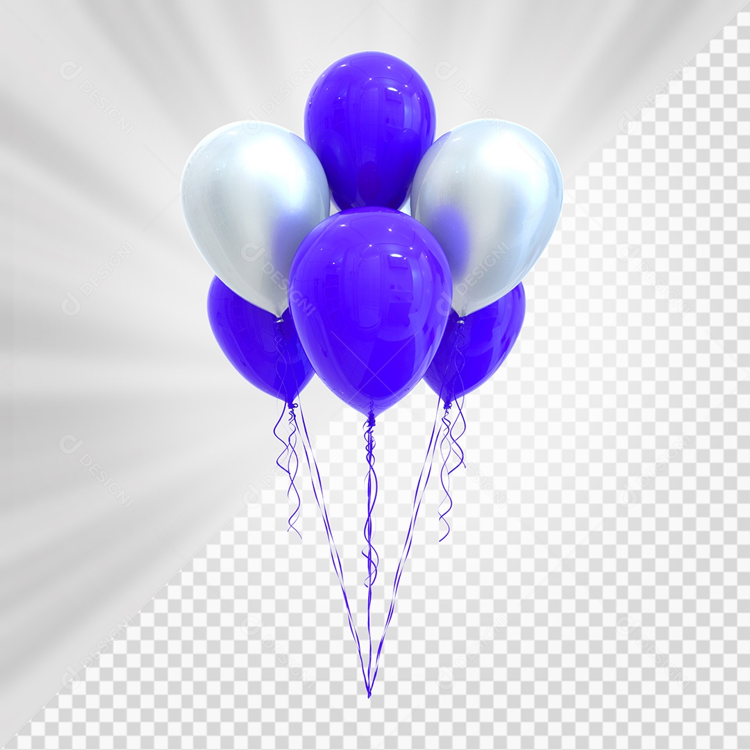 Balões Roxo e Cinza Elemento 3D para Composição PSD