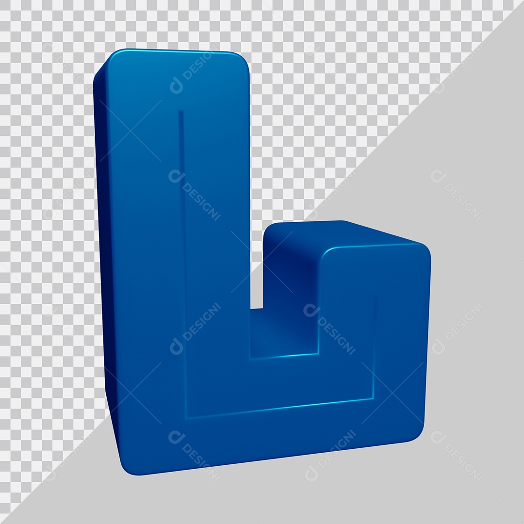 Letra L Maiúscula Azul 3D Para composição PSD