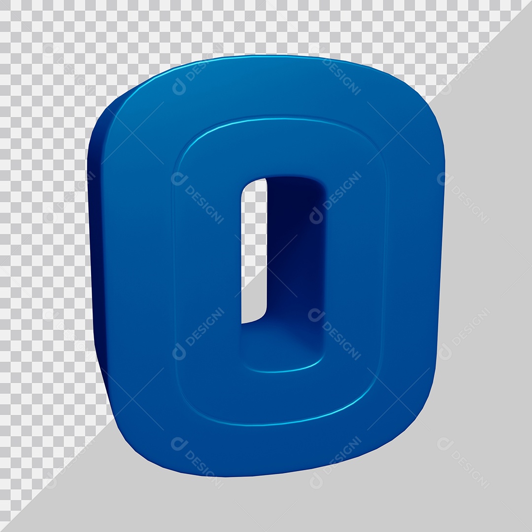 Letra O Maiúscula Azul 3D Para composição PSD