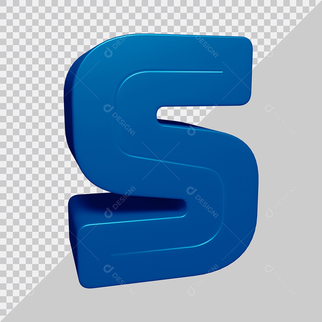 Letra S Maiúscula Azul 3D Para composição PSD