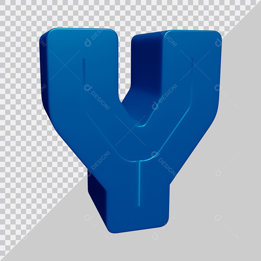 Letra Y Maiúscula Azul 3D Para composição PSD
