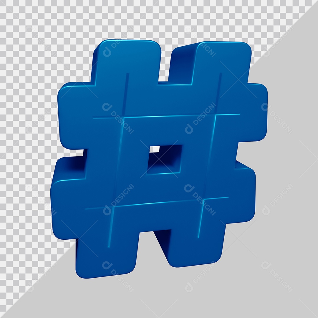 Símbolo de Hashtag 3D Azul Para Composição PSD