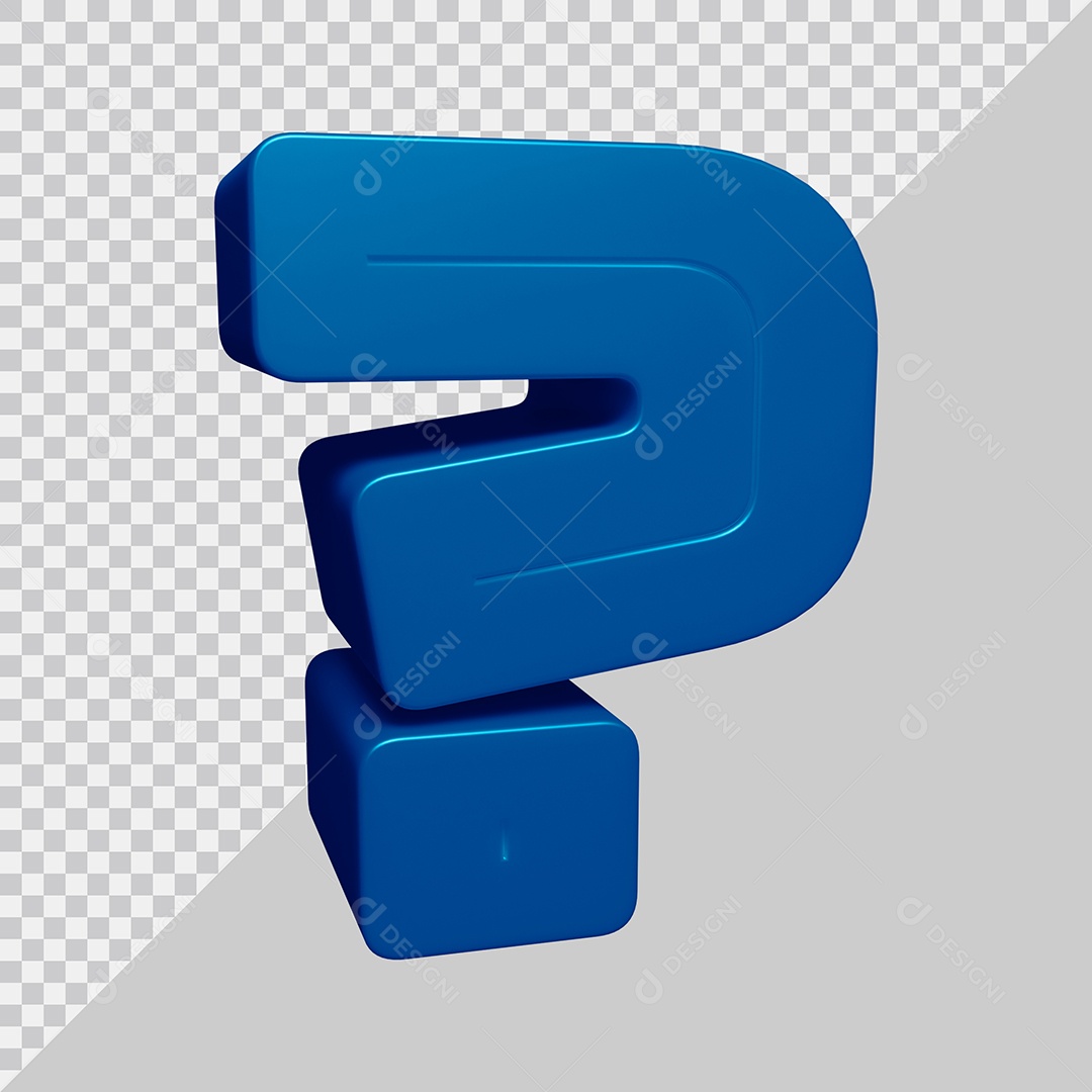 Símbolo de ponto de interrogação 3D Azul Para Composição PSD