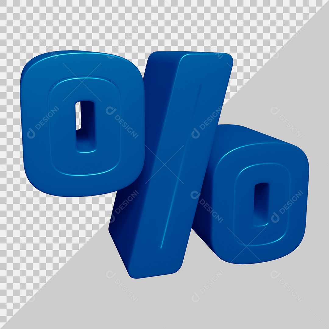 Blue 3D Percentage Symbol For Composition PSD