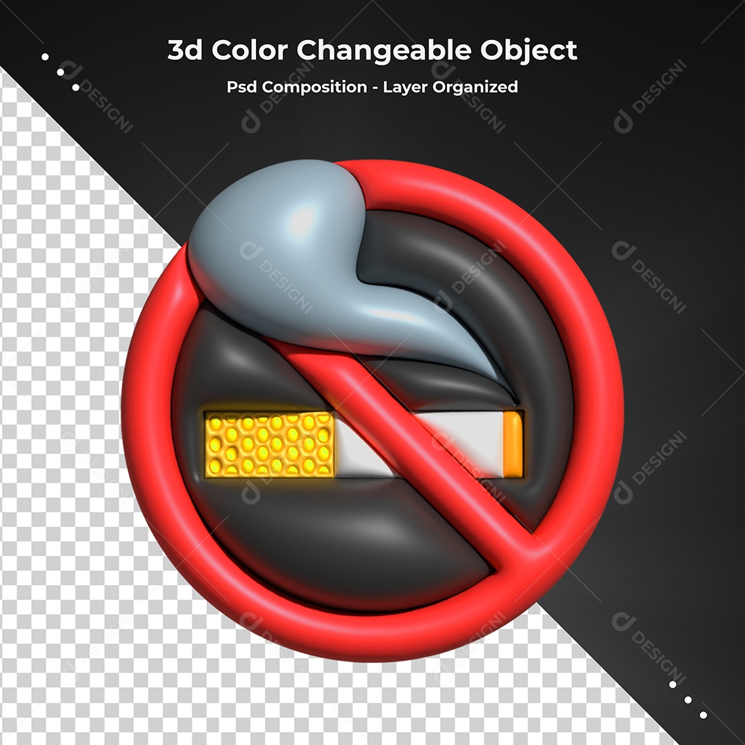 Sinal proibido Fumar Elemento 3D para Composição PSD