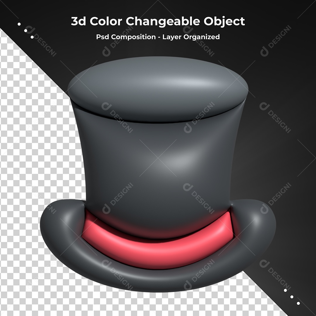 Cartola De Mágico Elemento 3D para Composição PSD