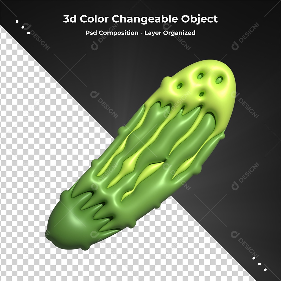 Pepino Ilustração 3D para Composição PSD