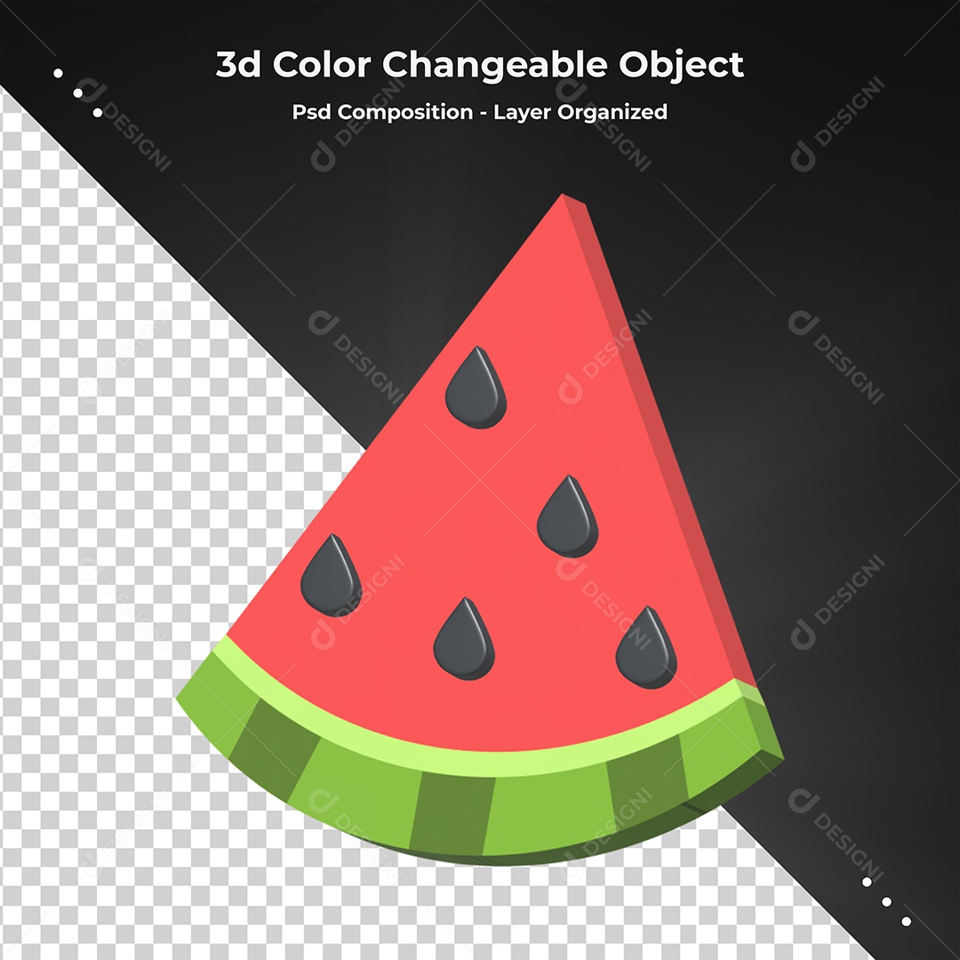 Melancia Ilustração 3D para Composição PSD