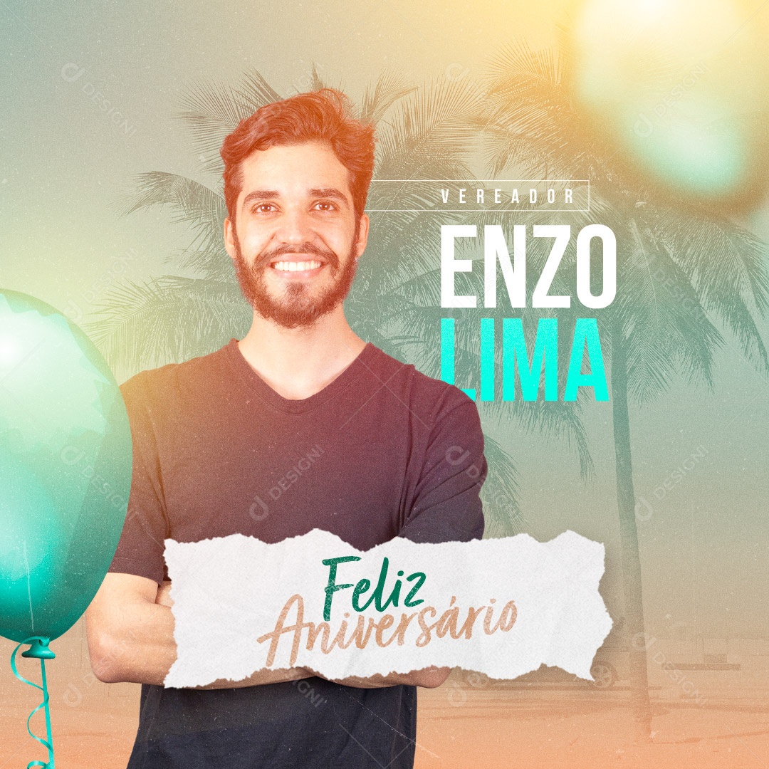 Feliz Aniversário Vereador Enzo Lima Social Media PSD editável
