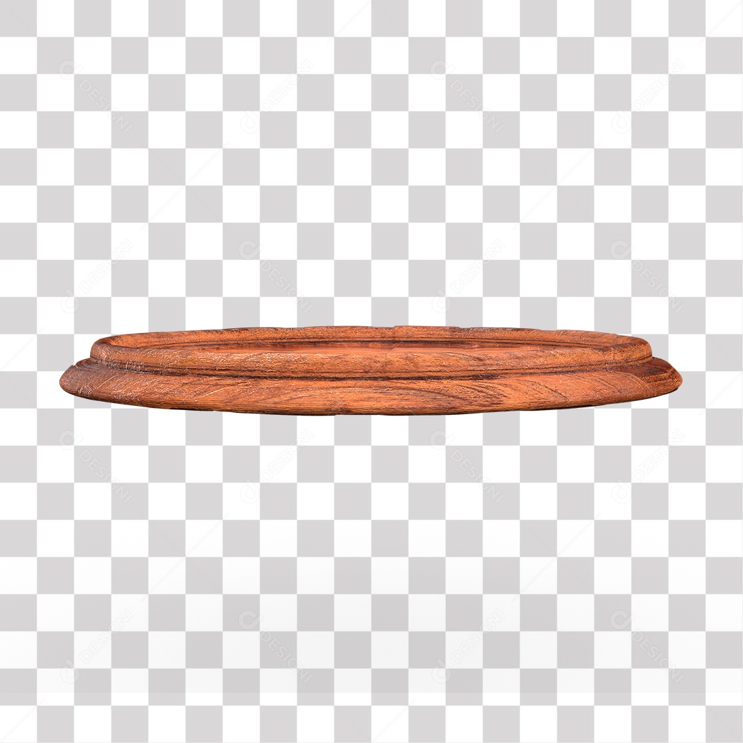 Pódio Redondo de Madeira para Composição PNG Transparente