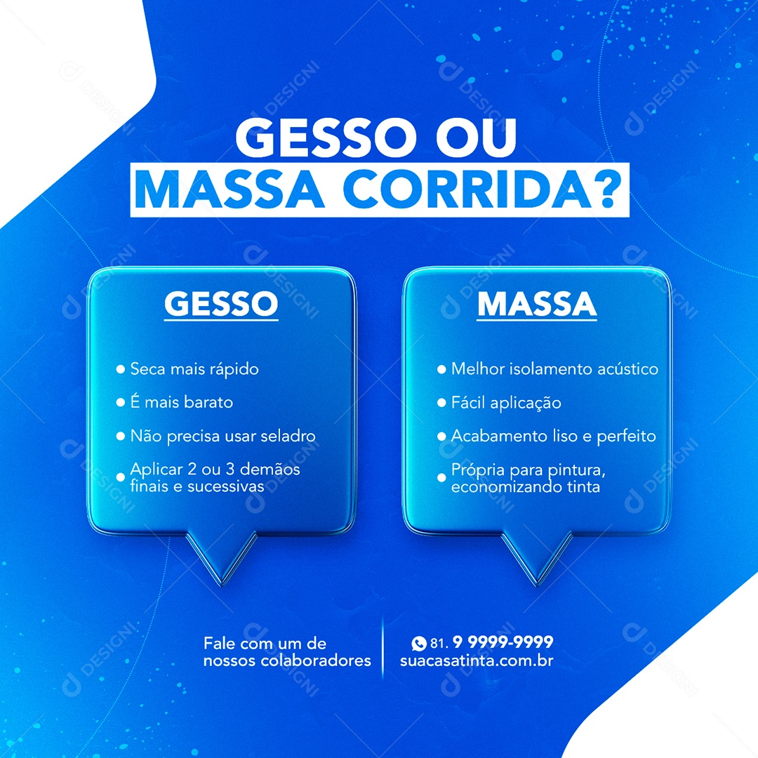 Gesso ou Massa Casa de Tintas Social Media PSD Editável