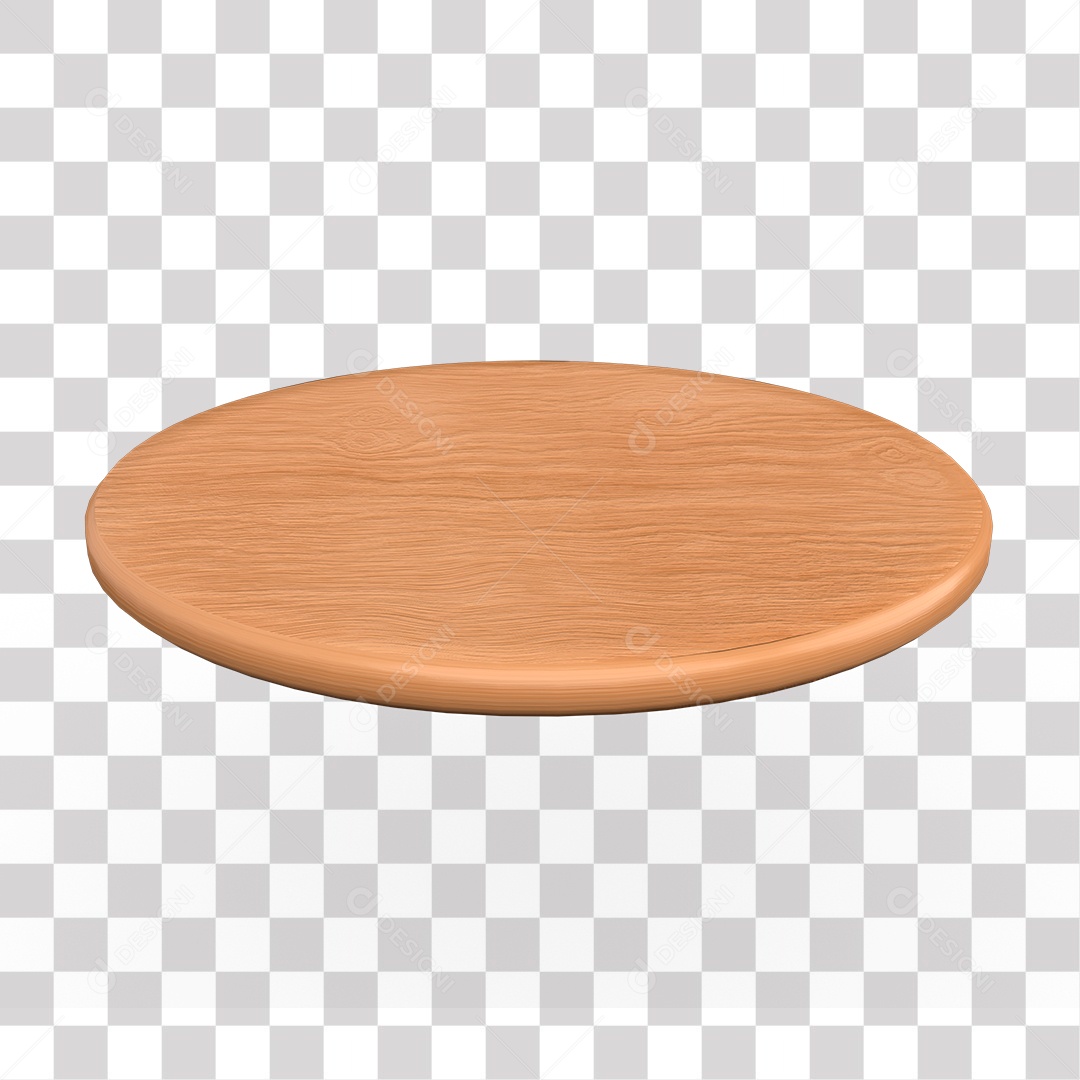 Pódio Redondo de Madeira para Composição PNG Transparente