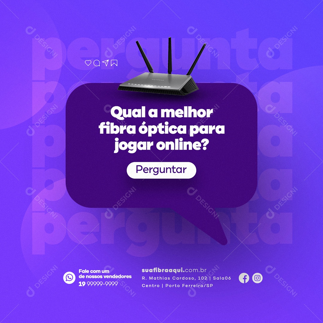 Qual a Melhor Fibra Óptica para Jogar Online Provedor de Internet Social Media PSD Editável