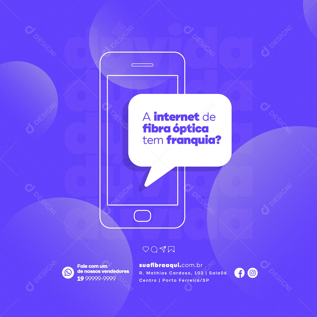 A Internet de Fibra Óptica tem Franquia Provedor de Internet Social Media PSD Editável