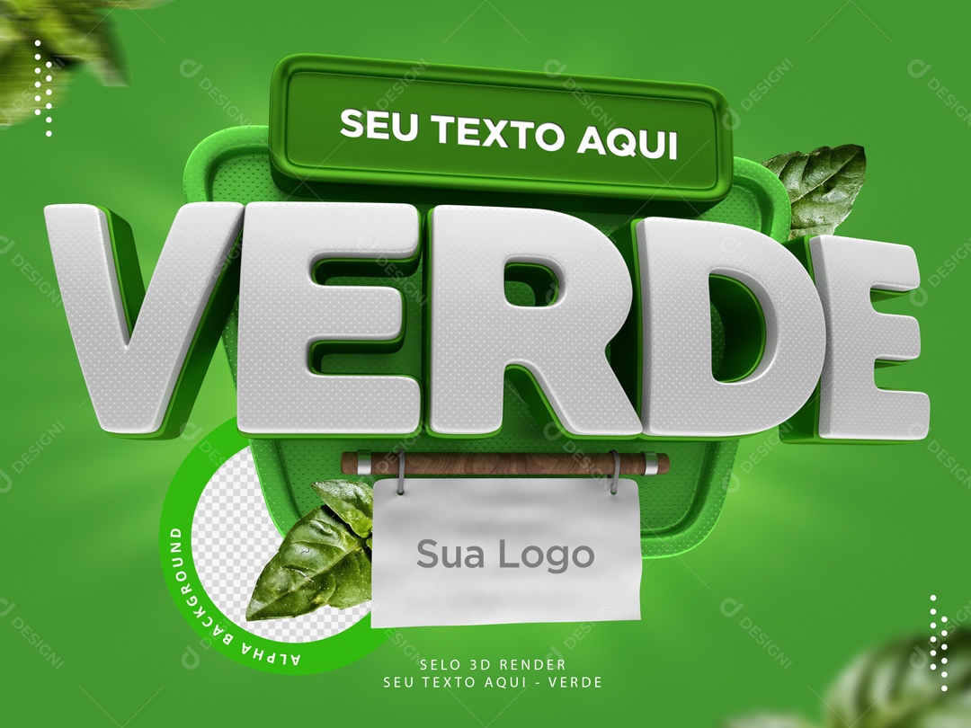 Selo 3D Para Composição Promoção Verde Hortifruti PSD