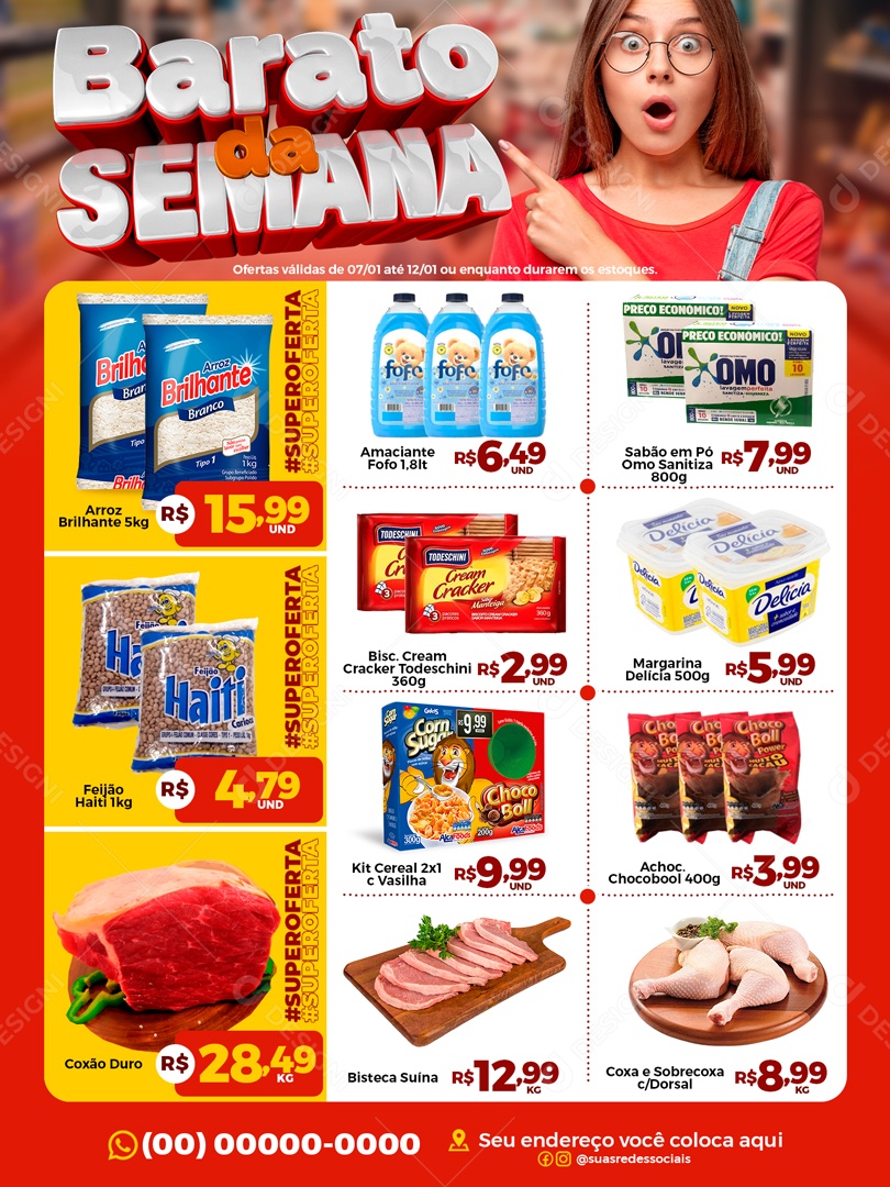 Encarte Barato Da Semana Promoções Em Produtos Social Media PSD Editável