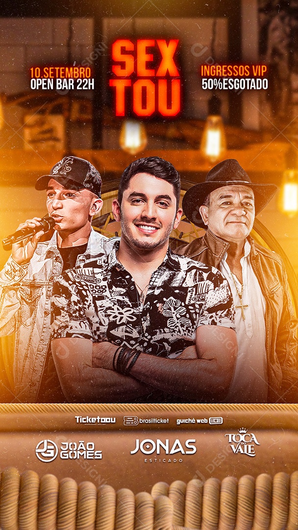 Flyer Show João Gomes, Jonas Esticado e Toca do Vale Story Social Media PSD Editável