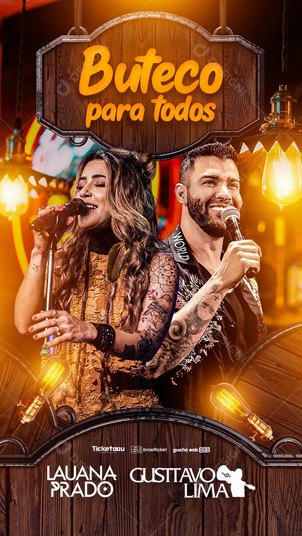 Flyer Boteco Para Todos Luana Prado e Gustavo Lima Story Social Media PSD Editável