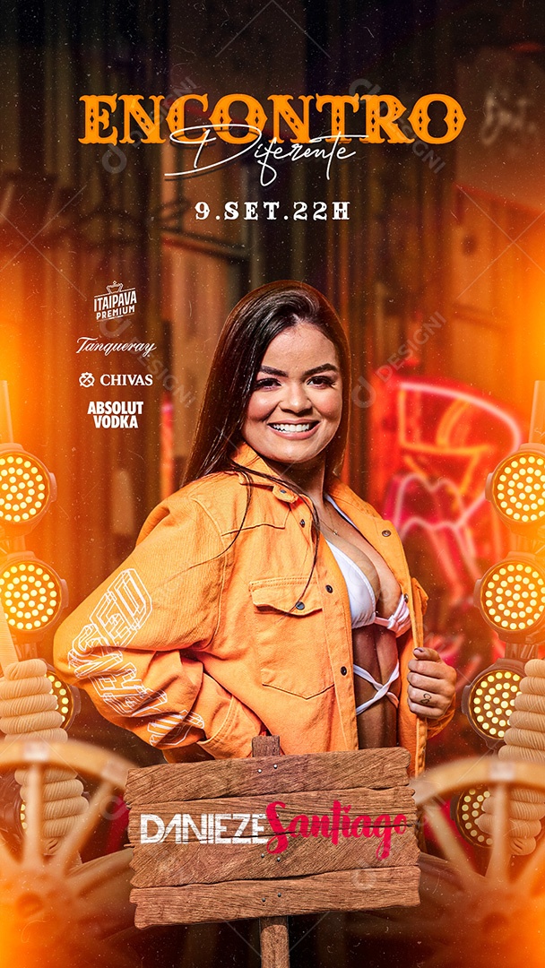 Flyer Show Danieze Santiago Story Social Media PSD Editável