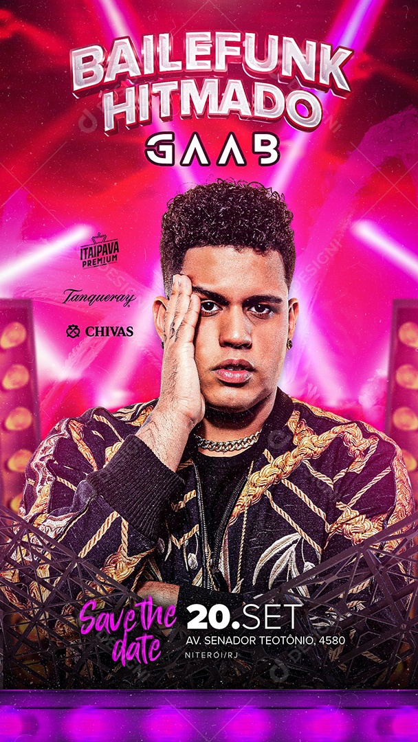 Flyer Story Baile Funk Gaab Social Media PSD Editável