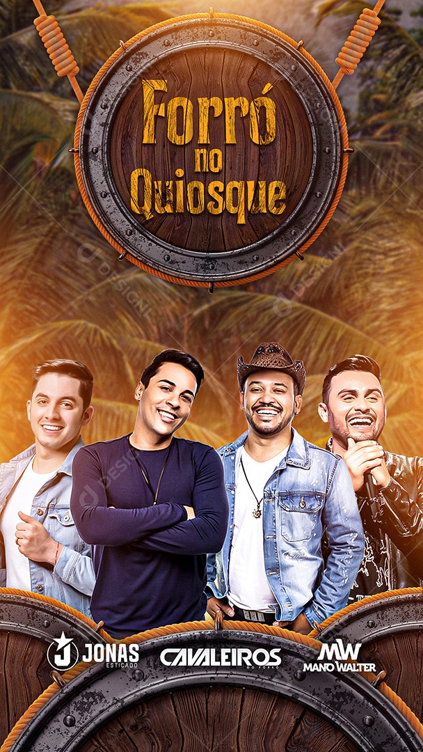 Flyer Show Jonas Esticado, Cavaleiros do Forró e Mano Walter Story Social Media PSD Editável