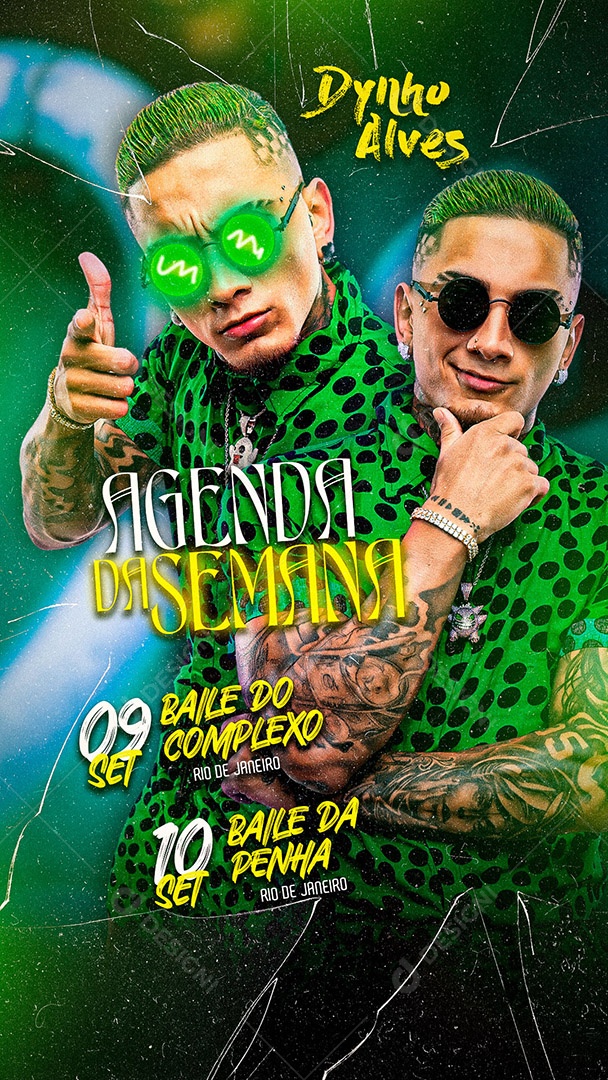 Flyer Agenda da Semana MC Dynho Alves Story Social Media PSD Editável