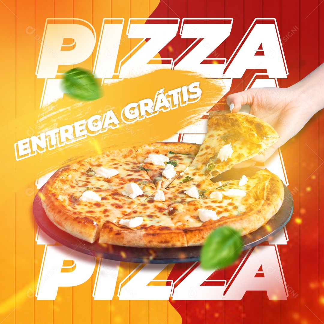 Entrega Grátis Pizzaria Social Media PSD Editável