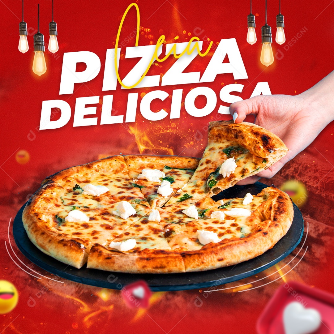 Pizza Deliciosa Pizzaria Social Media PSD Editável