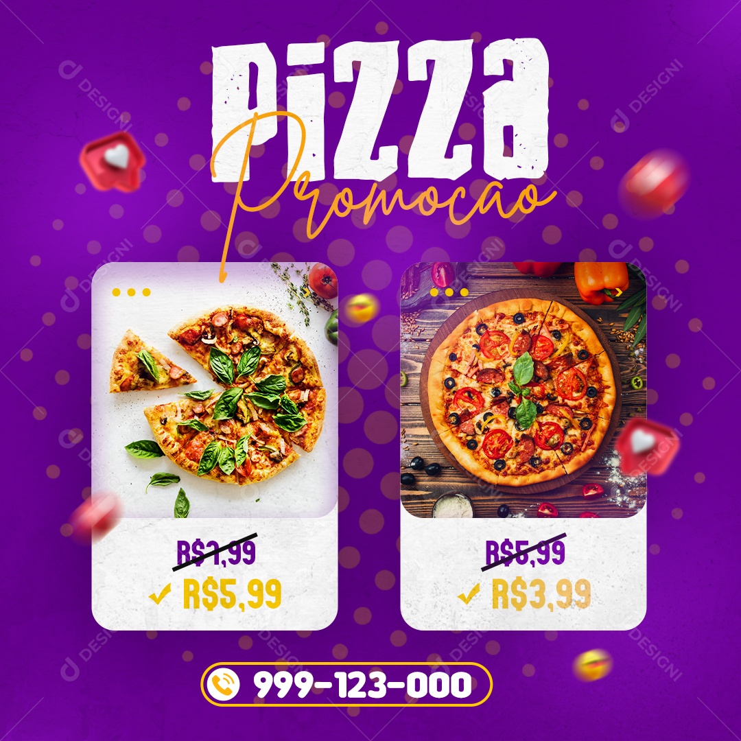 Pizza Promoção Pizzaria Social Media PSD Editável