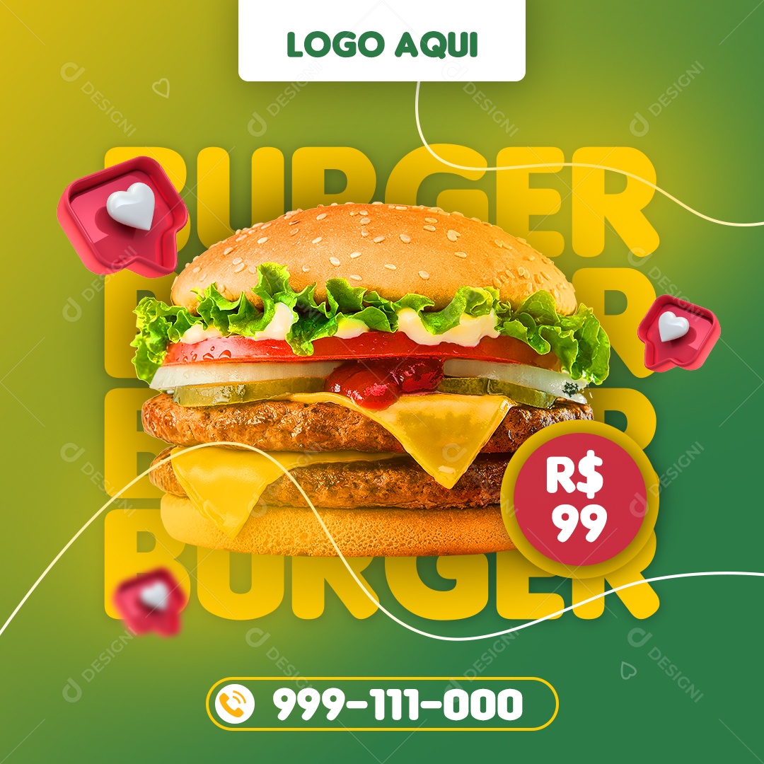 Burguer Hamburgueria Social Media PSD Editável