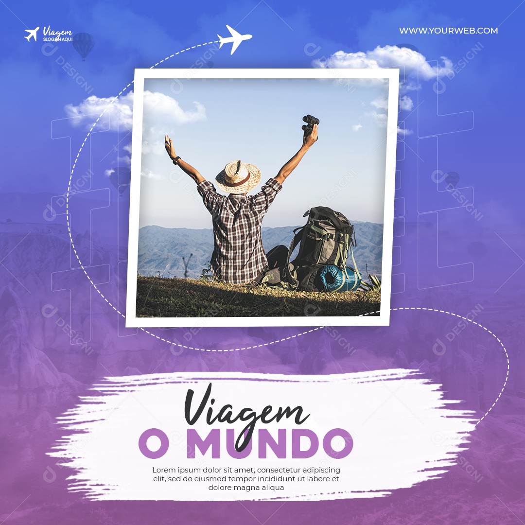 Viagem o Mundo Social Media PSD Editável